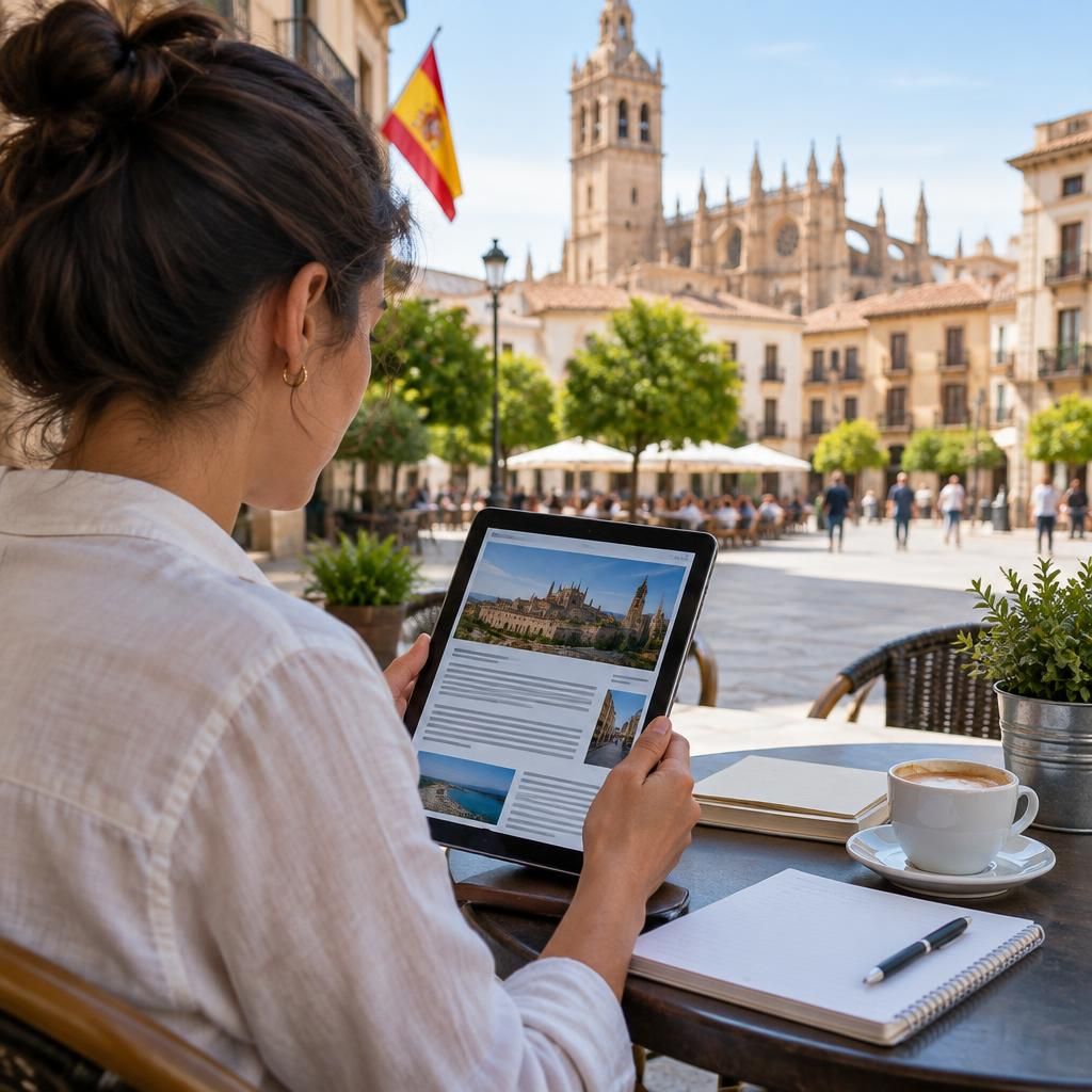 Persona leyendo una noticia en una tableta
